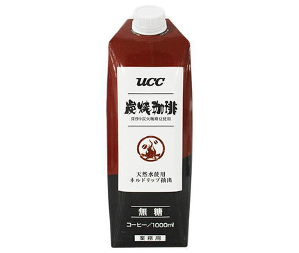 UCC 炭焼珈琲 無糖 1000ml紙パック×12本入