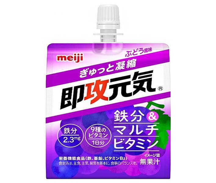 Meiji Instant Genki Jelly Iron & Multivitamin Grape Flavor 180g Pouch x 36 pieces [Shipped in Japan]