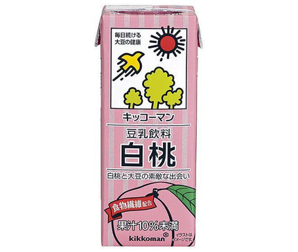 Kikkoman Soy Milk Beverage White Peach 200ml paper pack x 18 bottles [shipped in Japan]