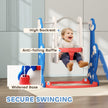 Qaba 4-in-1 Slide and Swing Set with Basketball Hoop, Climber, for Ages 1.5-4 Boys Girls Toddler, Rocket Themed, Dark Blue