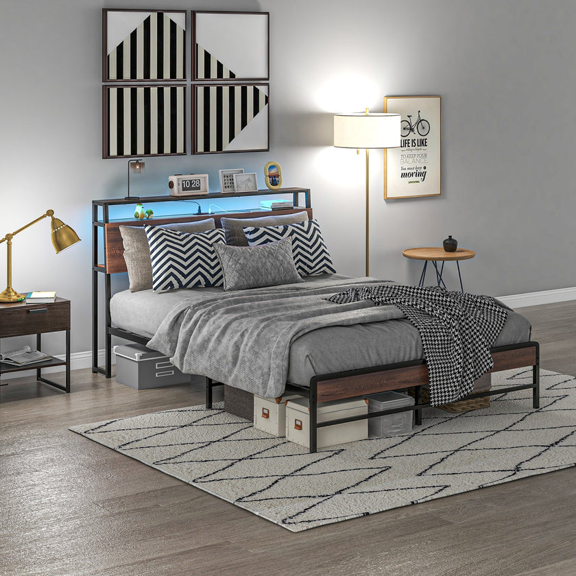 Logan Queen Size Bed Frame with LED Lights