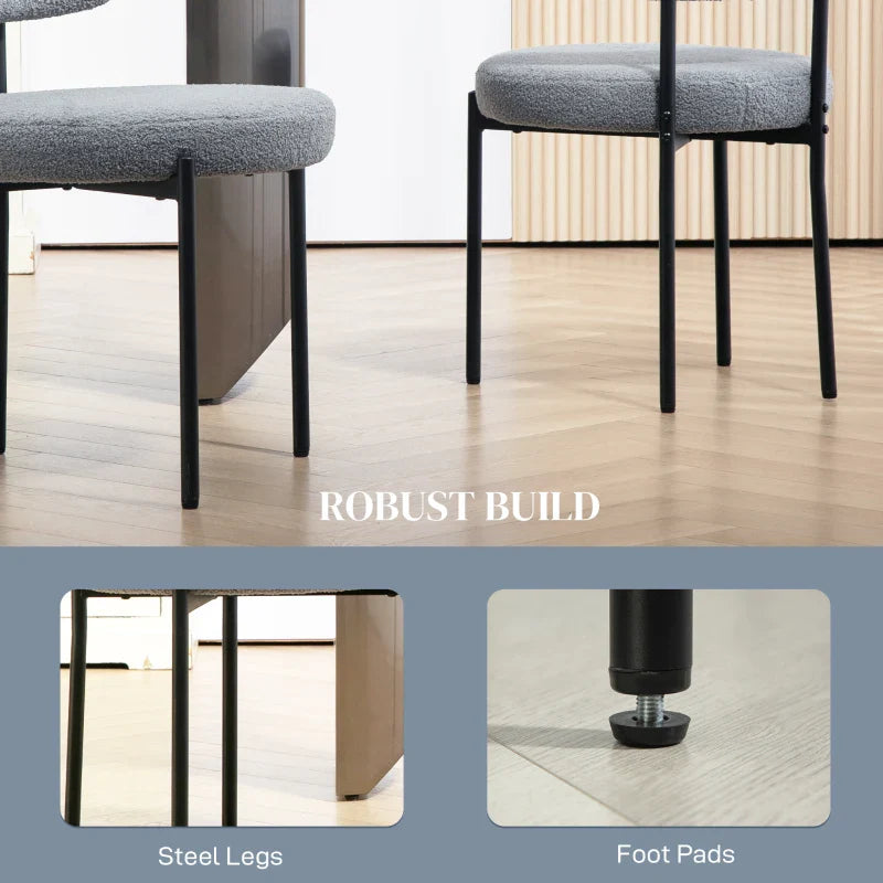 Cruz Modern Dining Chairs with Berber-Fleece Back-Set of 4-Grey