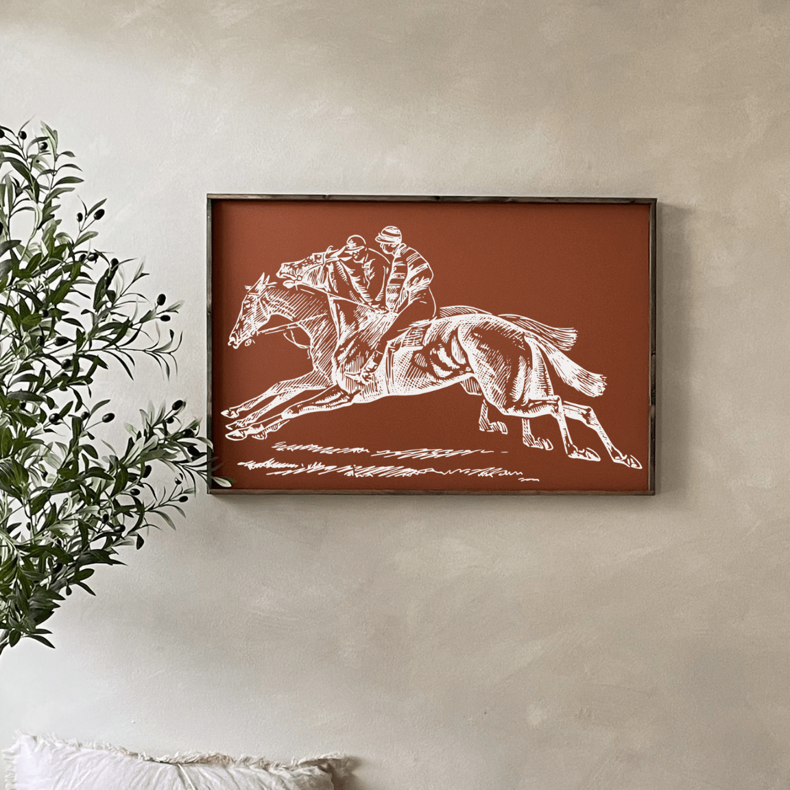 Racehorses Wood Sign