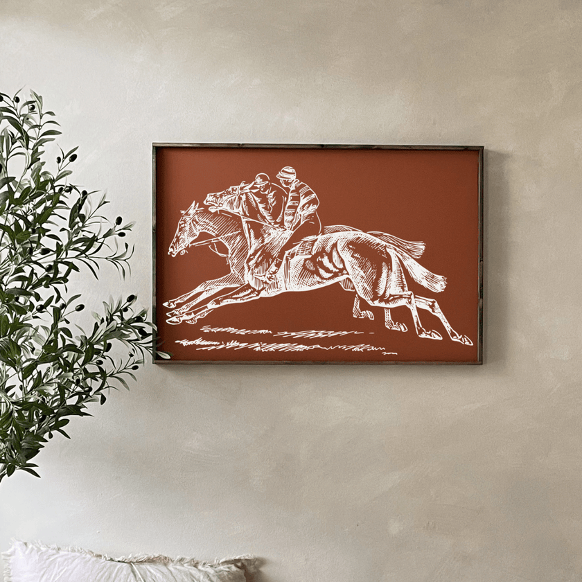 Racehorses Wood Sign