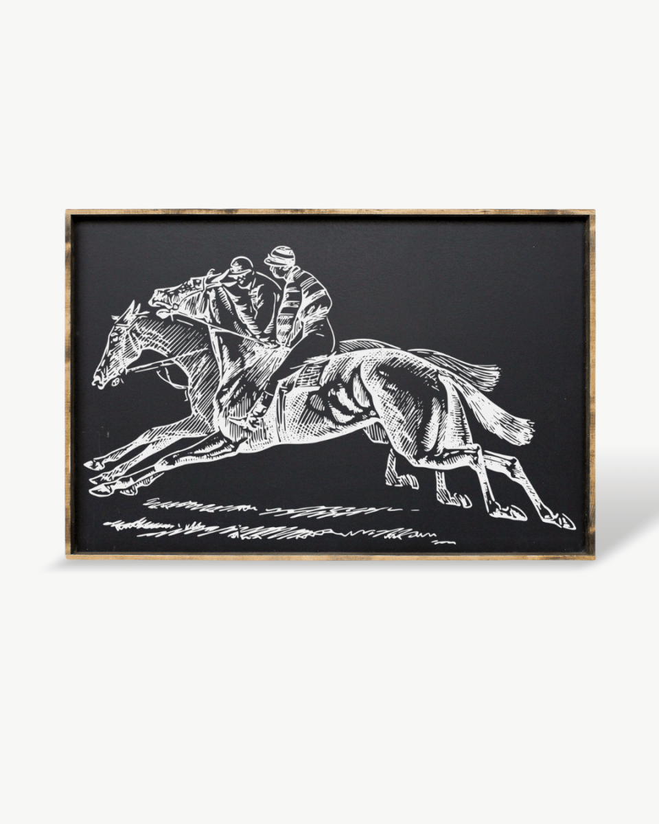 Racehorses Wood Sign