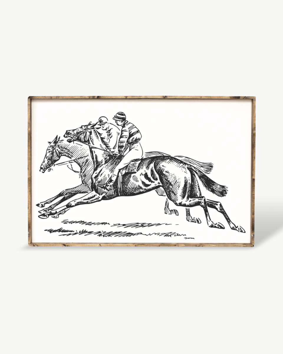 Racehorses Wood Sign