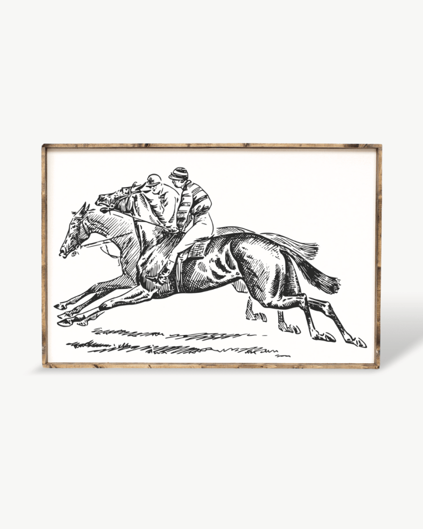 Racehorses Wood Sign