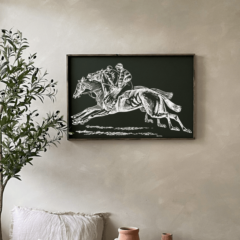 Racehorses Wood Sign