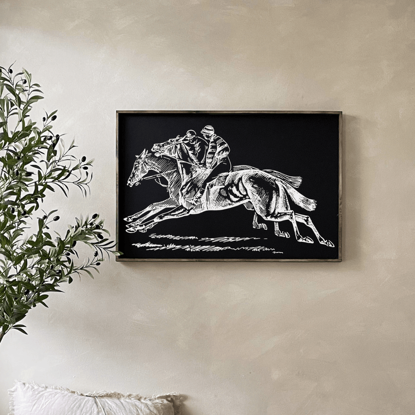 Racehorses Wood Sign