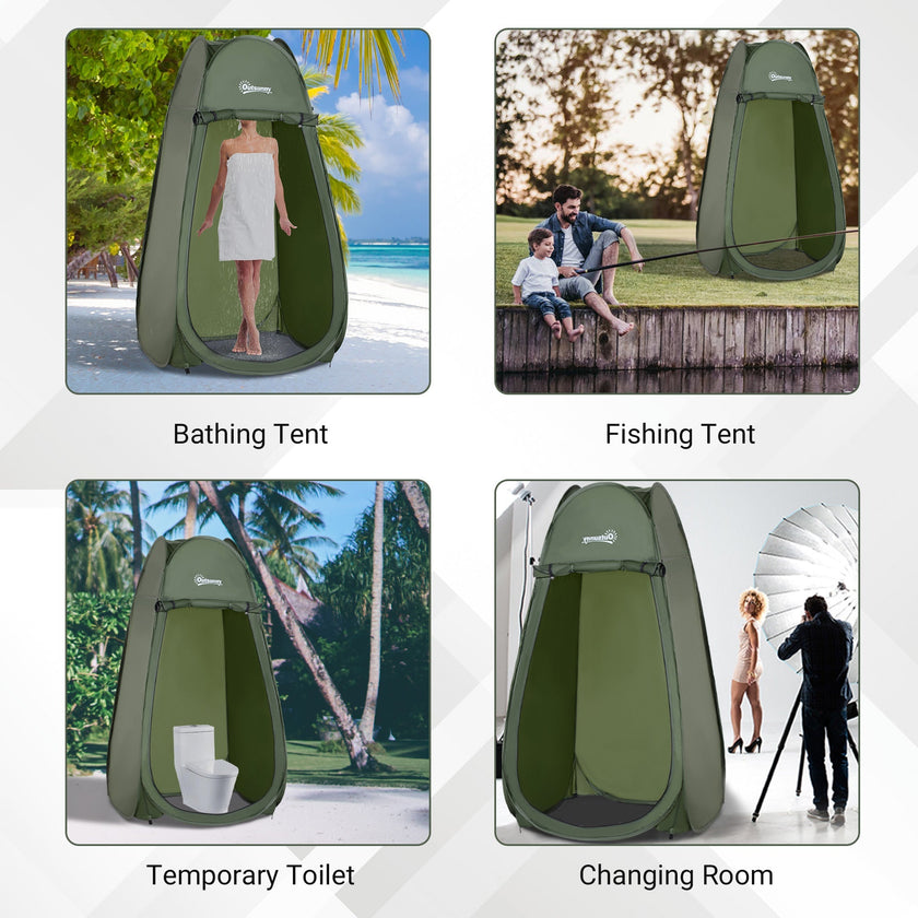 Outsunny Portable Pop Up Camping Shower Tent Dressing Changing Privacy Shelter Green