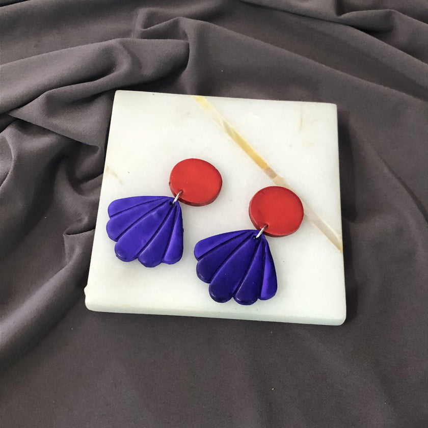 Seashell Drop Statement Earrings, Post or Clip On – 