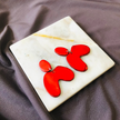 Red Asymmetric Arch Earrings Post or Clip On- 