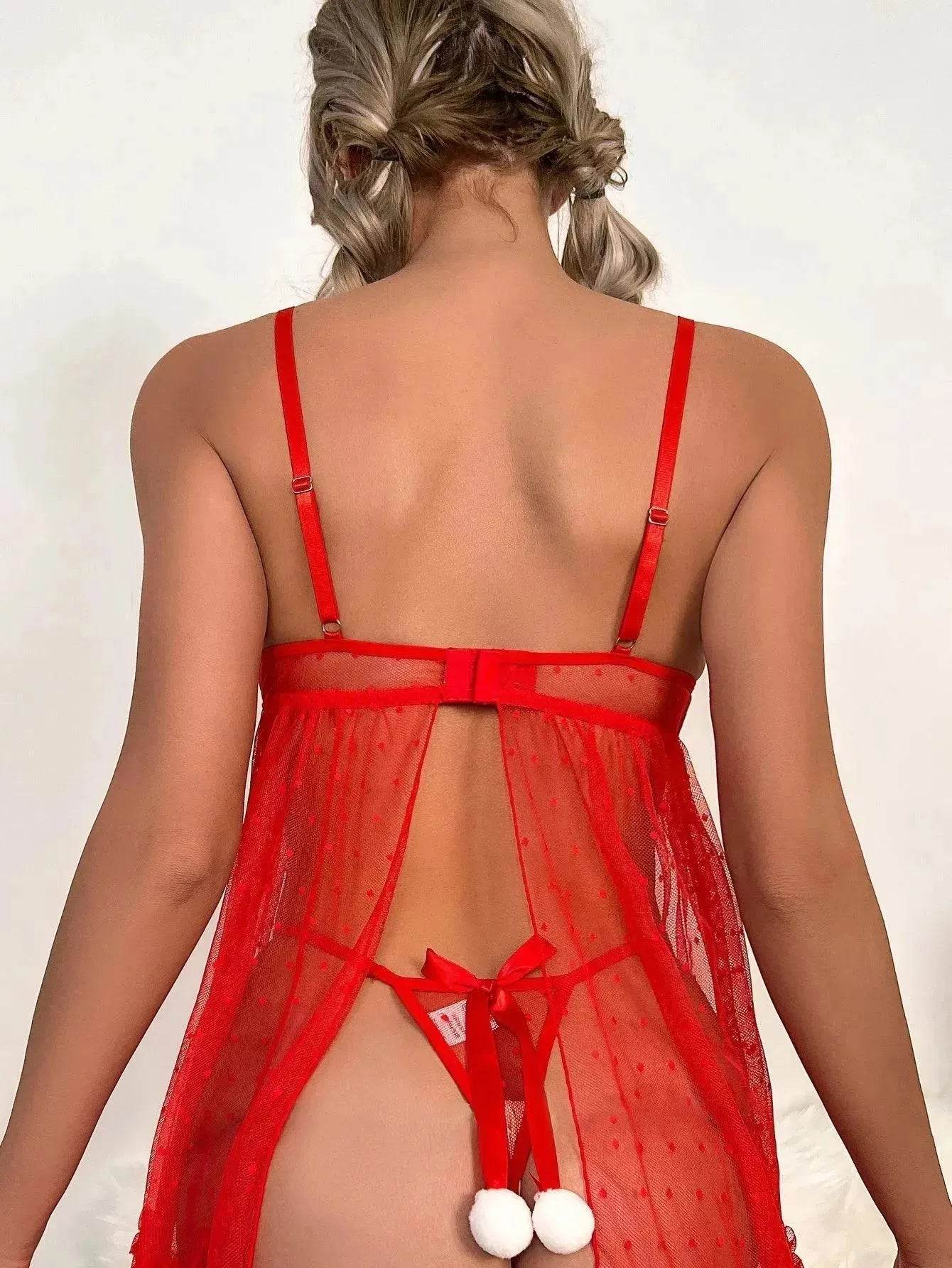 Red Lingerie Lace Lingerie Set Suspender Lingerie Nightdress
