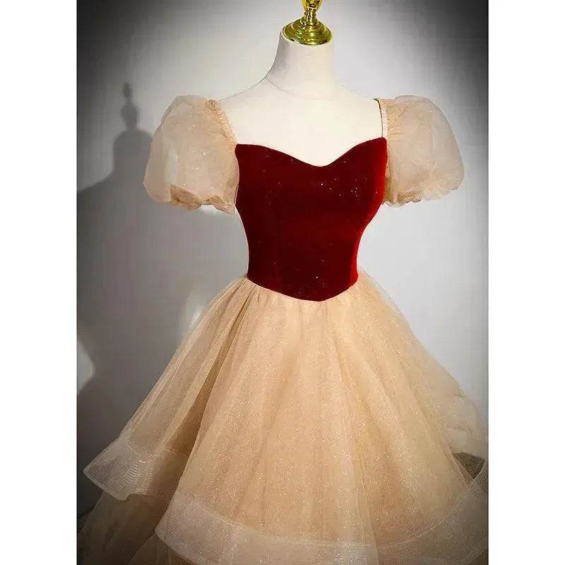 Red Wedding Dress French Princess Pettiskirt Gown