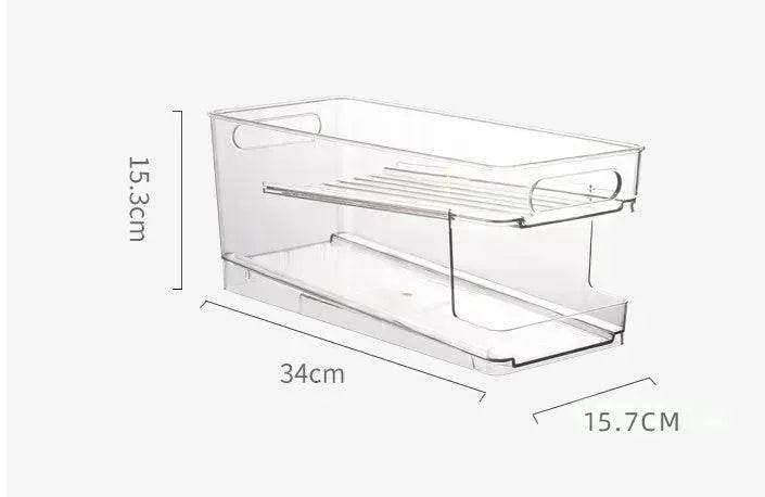 Refrigerator Beverage Storage Box Double-layer Self-rolling Kitchen Storage Rack