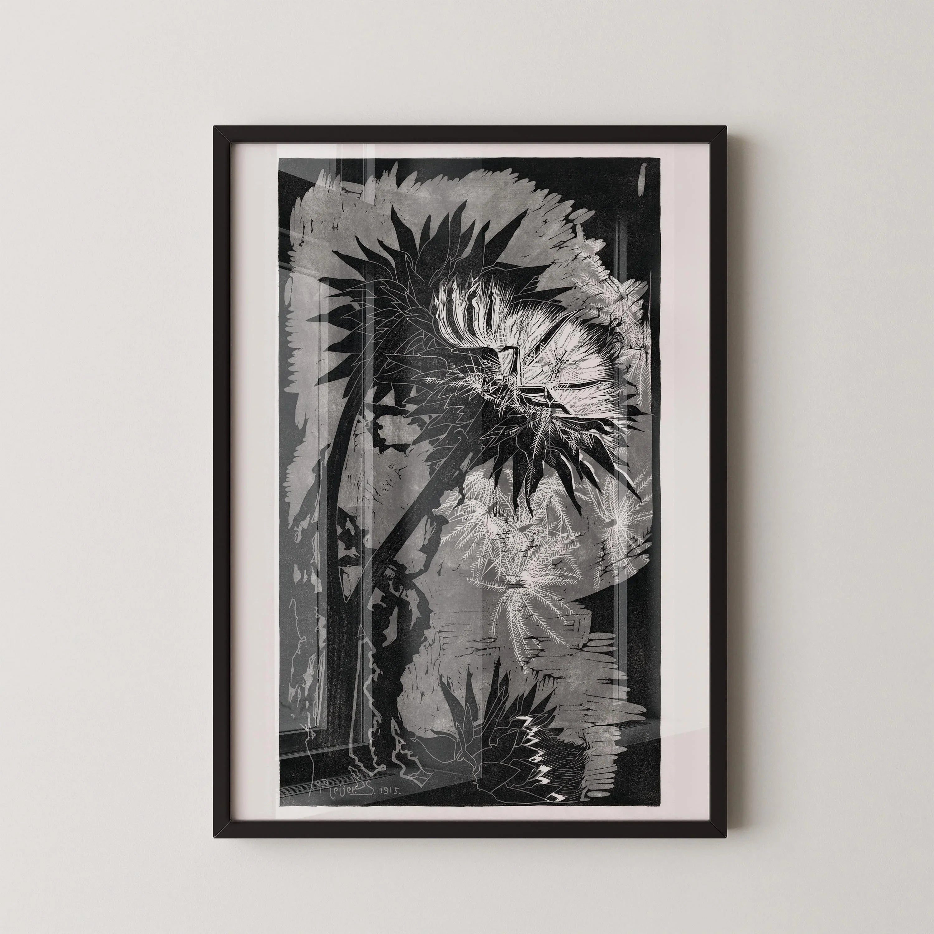 Reijer Stolk ‚Äì Artichokes in Shadow (1915) | A Striking Monochrome Woodcut (available handframed or unframed)