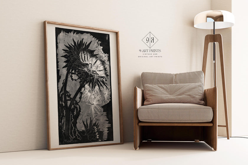 Reijer Stolk ‚Äì Artichokes in Shadow (1915) | A Striking Monochrome Woodcut (available handframed or unframed)