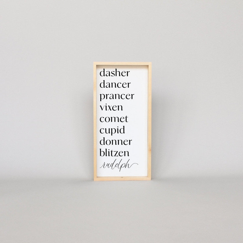 Reindeer Names Wood Sign