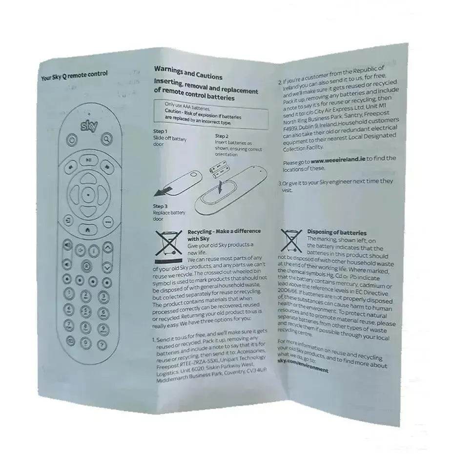Sky Q Replacement Remote Control Universal IR for Sky Q TV Box