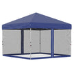 Outsunny 10' x 10' Pop-Up Party Tent Outdoor Canopy Tent with Mesh Sidewalls, 3-Level Adjustable Height, Roller Bag, Blue