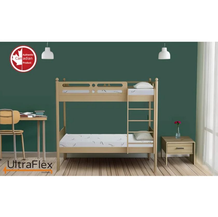 UltraFlex® RestEasy- Reversible Gel-Infused Foam Mattress, Ideal for Bunk Beds, Trundle Beds, Caravans, RV, Bamboo Feel, CertiPUR-US® Certified, Medium Firmness, Conveniently Boxed (Made in Canada)