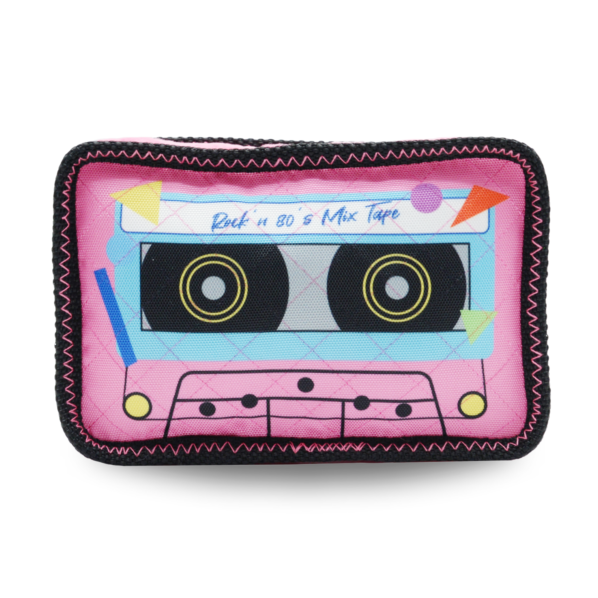 Retro 80s Mixtape | Durable Quilted Squeaky Plush Dog Toy with Reinforced Edges
