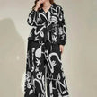 Retro Color V-neck Temperament Commute Literary Middle East Printing Shirt Outfit