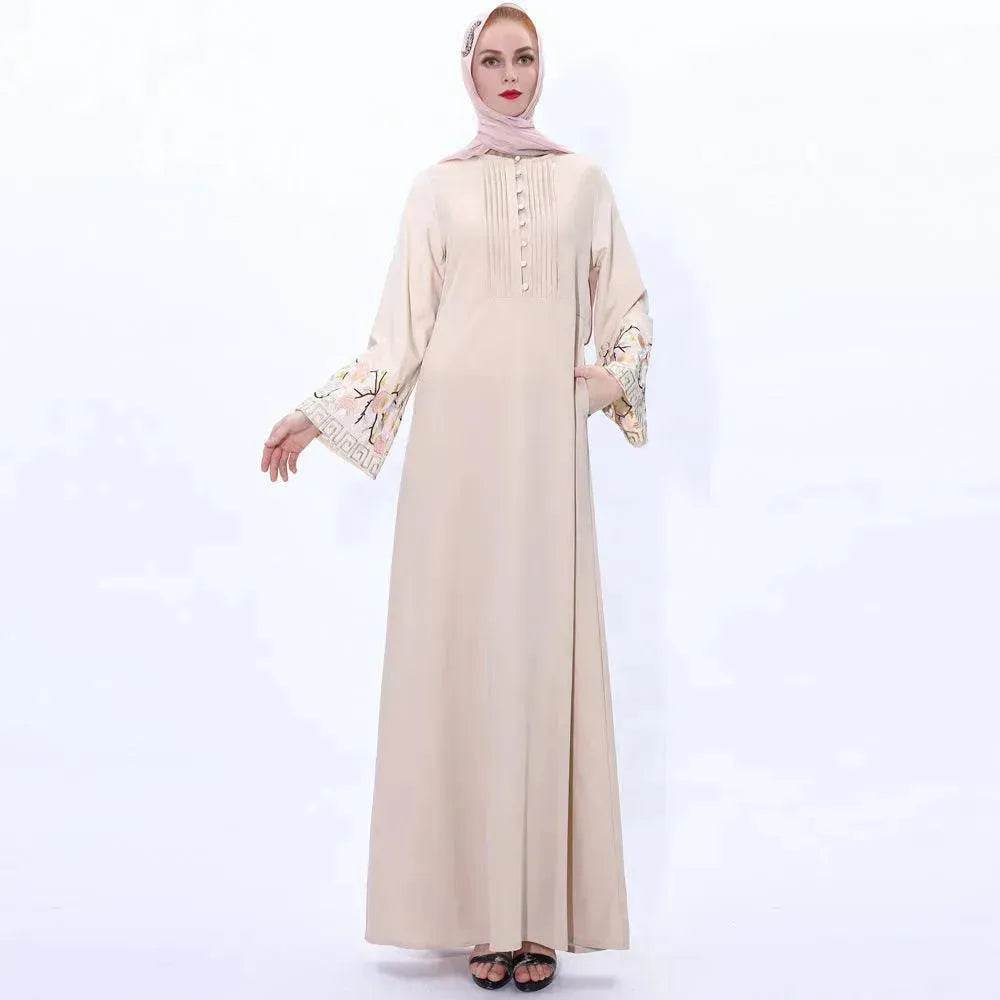 Retro slim Arab  women's Embroidered Abaya dress