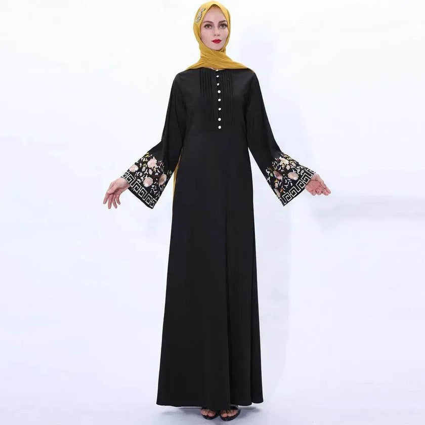 Retro slim Arab  women's Embroidered Abaya dress