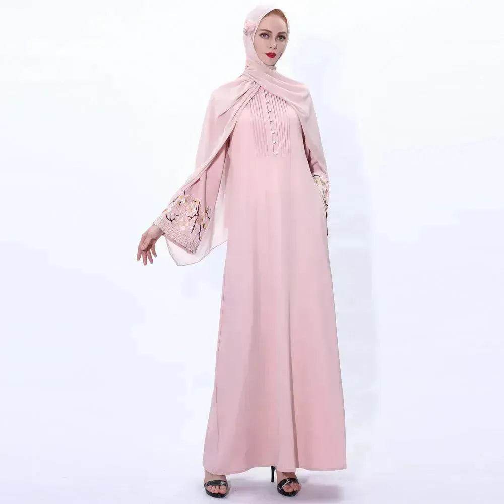 Retro slim Arab  women's Embroidered Abaya dress