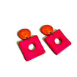 Retro Statement Necklace | Geometric Bib Necklace in Neon Pink, Purple & Orange