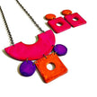 Retro Statement Necklace | Geometric Bib Necklace in Neon Pink, Purple & Orange