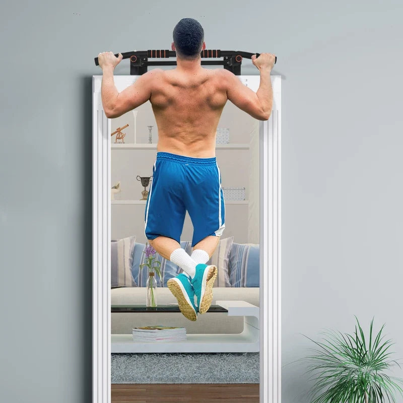 Soozier Pull Up Bar Wall Mount Chin Up Bar, Upper Body Strength Training Station with Non-Slip Foam for Home Gym, Black