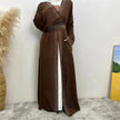 Rhinestone Lace-up Cardigan Abaya Dress for Arab Dubai Turkey Middle East Women