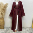 Rhinestone Lace-up Cardigan Abaya Dress for Arab Dubai Turkey Middle East Women