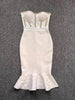 Rhinestone Waist-tight Hip Lotus Leaf Fishtail Gown