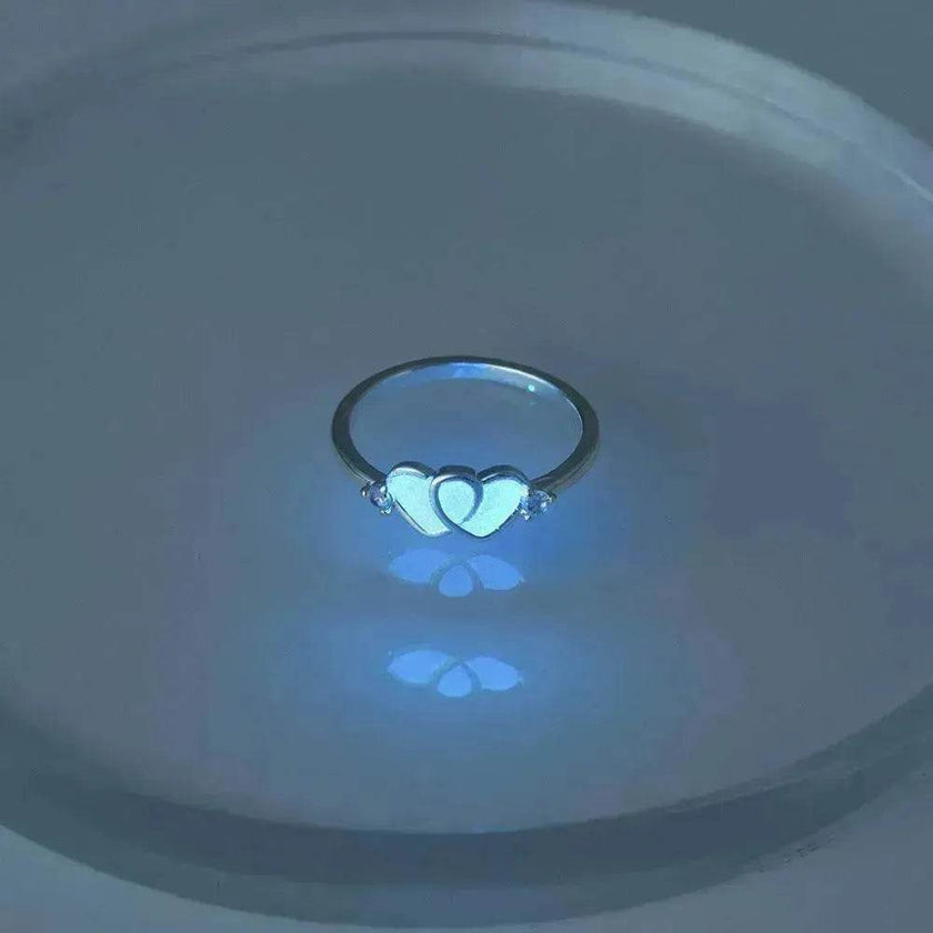 Ring Halloween Light Blue Double Heart-shaped Micro-inlaid Zircon Ring