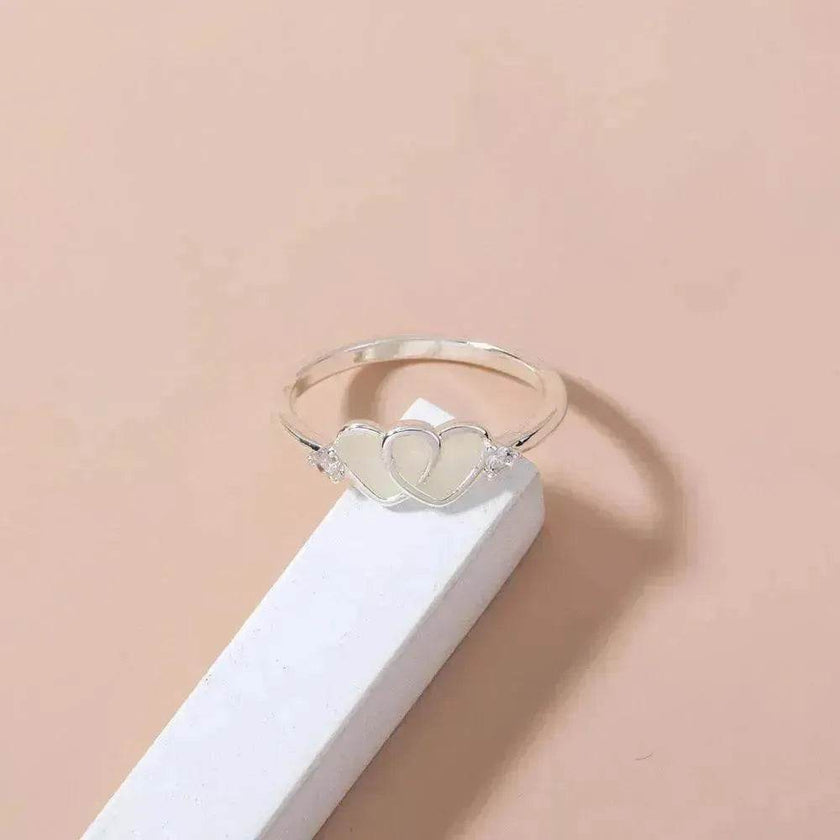 Ring Halloween Light Blue Double Heart-shaped Micro-inlaid Zircon Ring