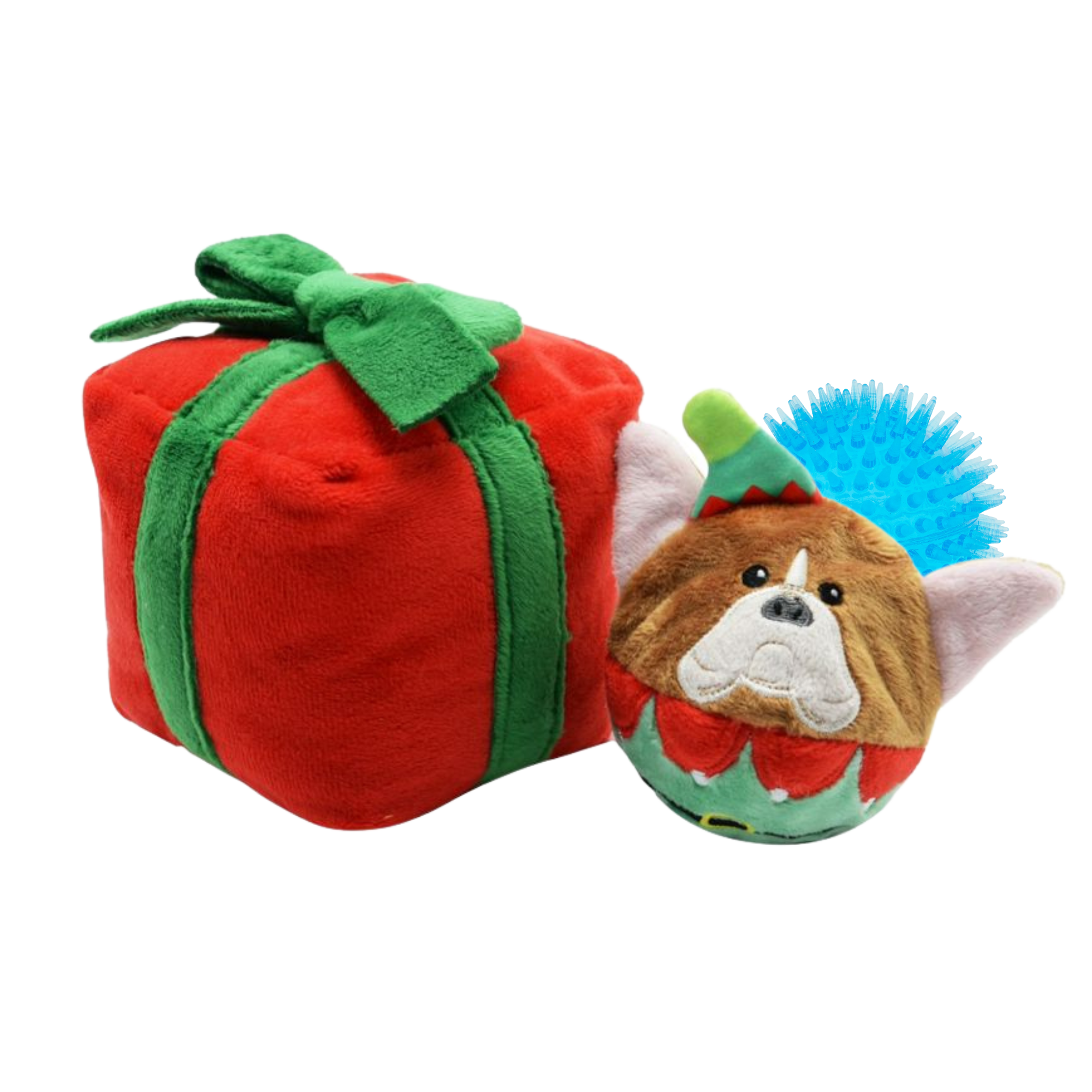 Gift Box - Christmas Present | Rip'n Reveal 3 in 1 Plush Dog Toy