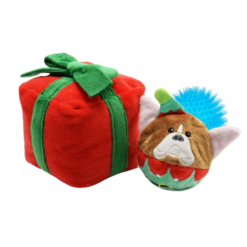 Gift Box - Christmas Present | Rip'n Reveal 3 in 1 Plush Dog Toy