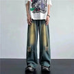 Ripped Retro Blue Contrast Color Jeans