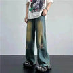 Ripped Retro Blue Contrast Color Jeans