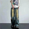 Ripped Retro Blue Contrast Color Jeans