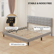 Harper King Size Platform Bed Frame with Upholstered Headboard-Grey