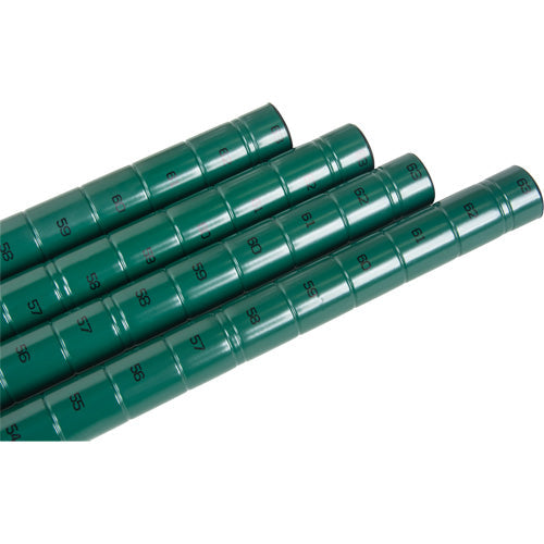Poteau de rayonnage en fil métallique à revêtement époxy vert haute résistance.
