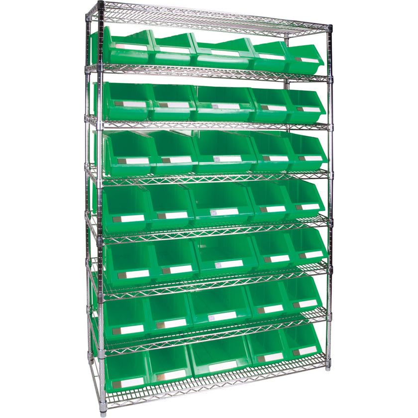 Heavy-Duty Wire Shelving Unit with Storage Bins, 8 Tiers, 48