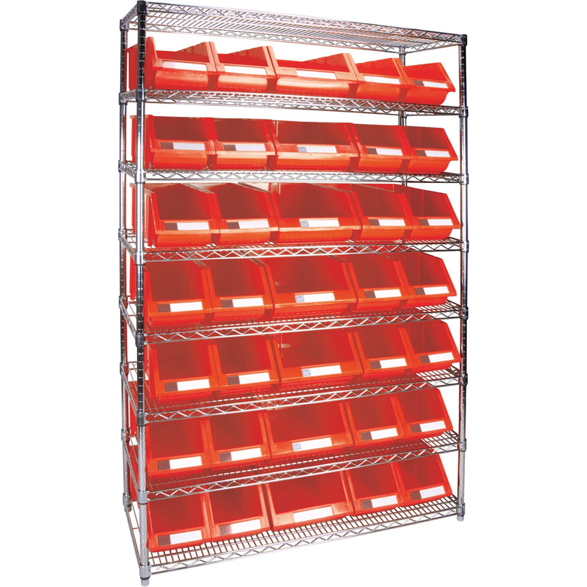 Heavy-Duty Wire Shelving Unit with Storage Bins, 8 Tiers, 48