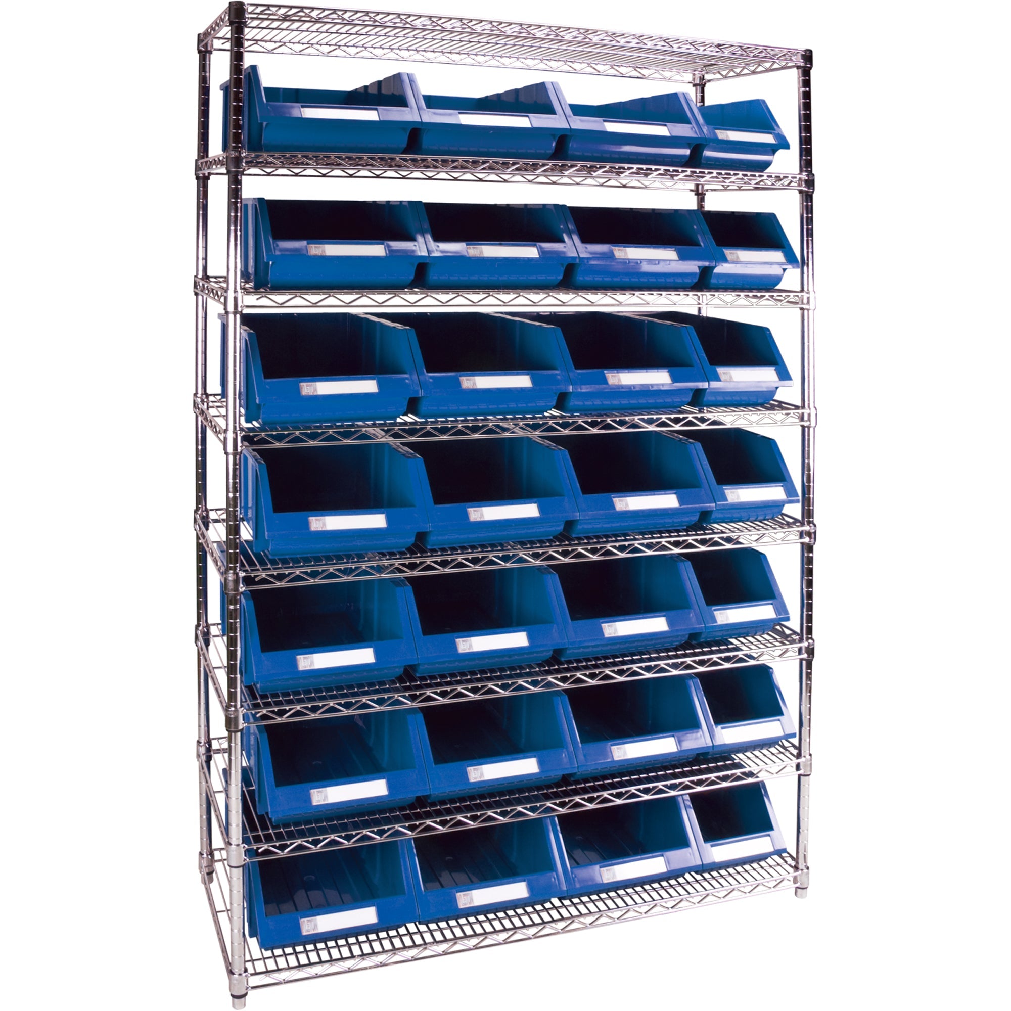 Étagère à grillage robuste avec bacs de rangement, 8 niveaux, 122 cm L x 188 cm H x 46 cm P