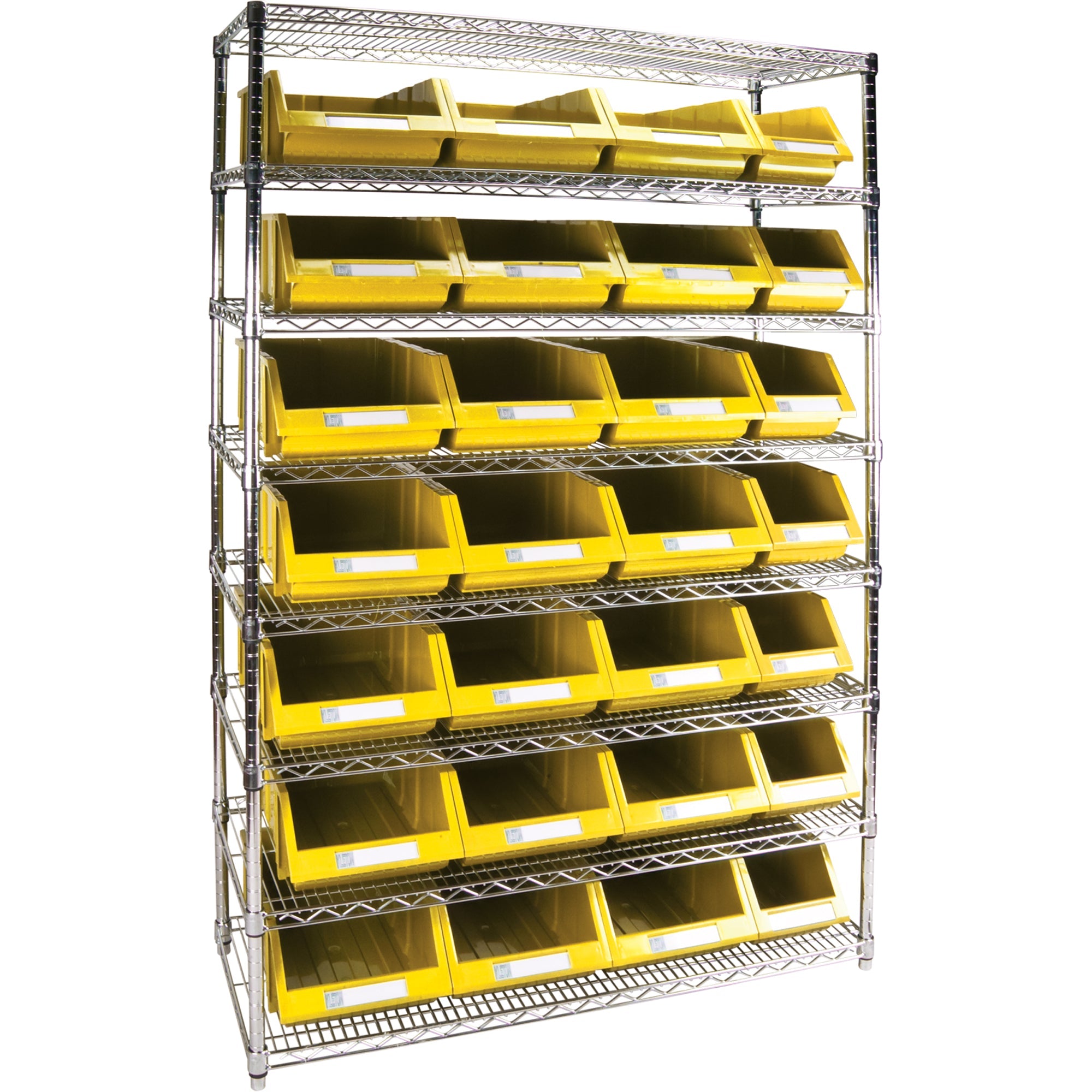 Étagère à grillage robuste avec bacs de rangement, 8 niveaux, 122 cm L x 188 cm H x 46 cm P