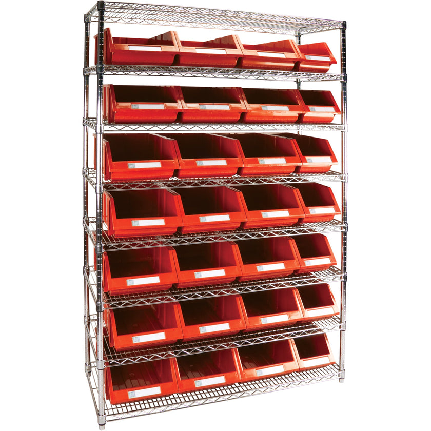 Heavy-Duty Wire Shelving Unit with Storage Bins, 8 Tiers, 48